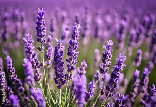 Beautiful detail of scented lavender flowers field perfect Radiant Orchid color in Provence France