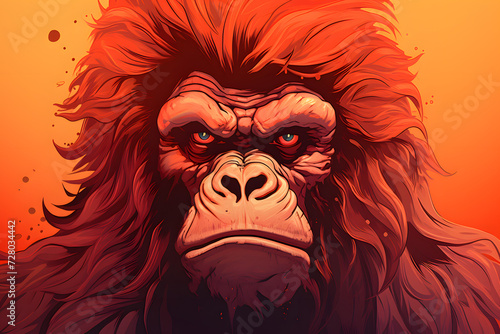 Illustrated Ape  cool cartoon ape  portrait of a cartoon ape character  funky apes
