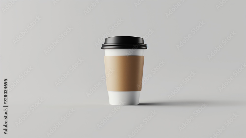 3D mockup of a coffee plastic cup on a minimal white background, showcasing coffee-related products, product presentation 3D mockup of a coffee plastic cup on a minimal white background, showcasing coffee-related products, product presentation
