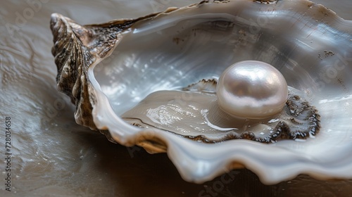 Shiny pearl inside of oyster shell wallpaper background