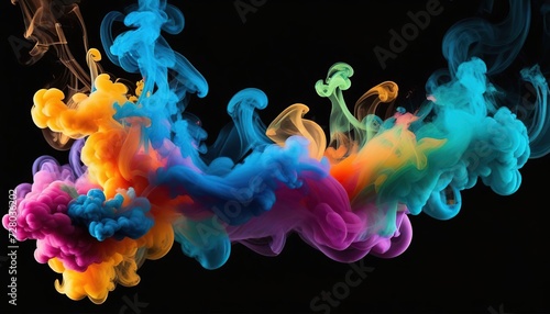 Colorful cloud of smoke on a black background. Background for design