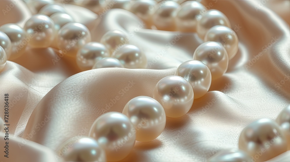 Pearl laying on satin silk cloth dress fabric wallpaper background Pearl laying on satin silk cloth dress fabric wallpaper background