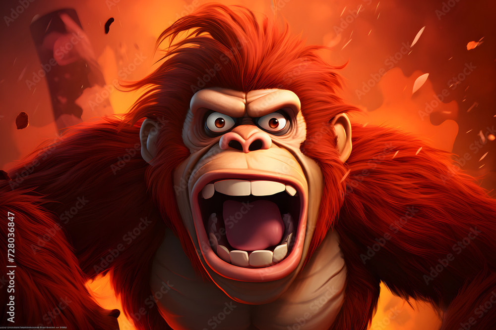 Illustrated Ape, cool cartoon ape, portrait of a cartoon ape character, funky apes