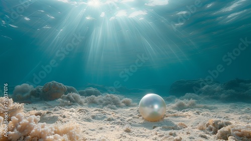 Sealife and pearl on sea bottom wallpaper background  © Irina