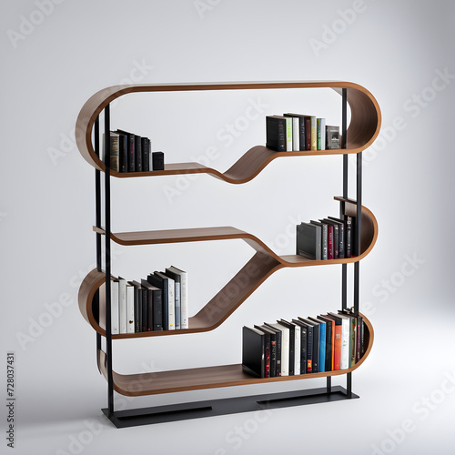 modern bookshelf with books