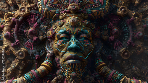 Wallpaper Mural Fantastic hallucinating shaman face after mushroom overdose. Neural network generated image. Not based on any actual scene or pattern. Torontodigital.ca