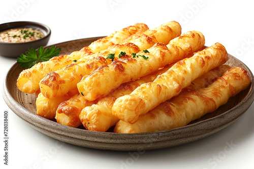 Fried cheese sticks in plate