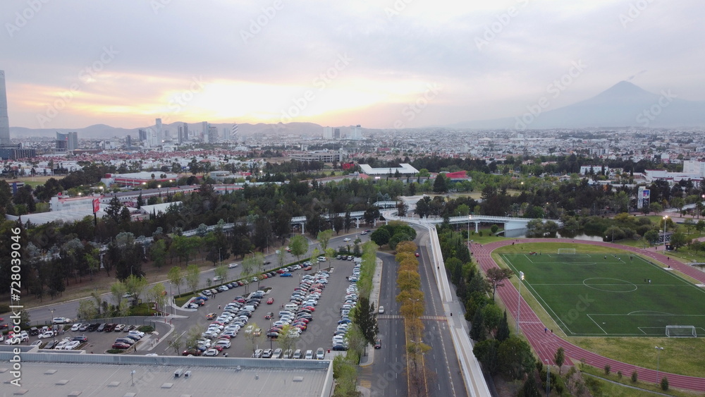 Obraz premium DRONE FLIGHT THE CITY OF SAN ANDRES CHOLULA PUEBLA MEXICO