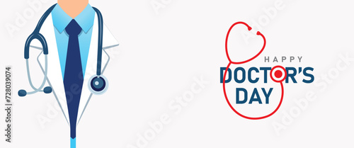 National doctor's day banner background with stethoscope on medic
