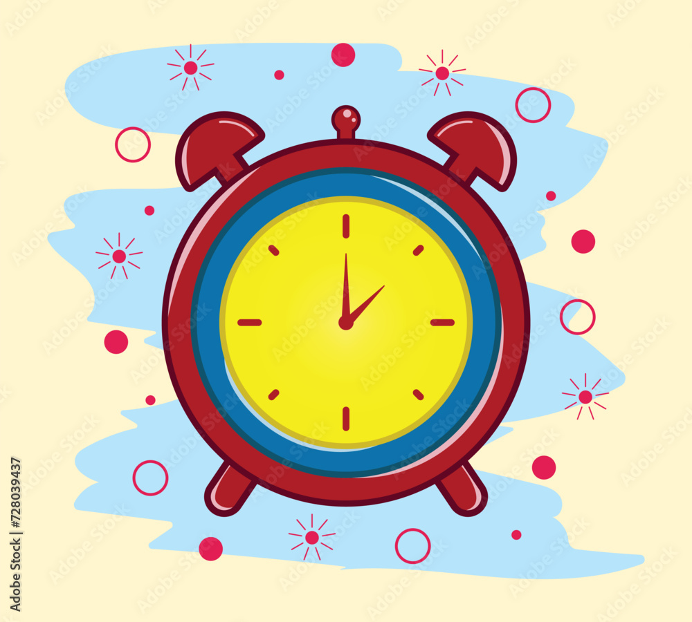 cute cartoon alarm clock icon with paint splashes on isolated background. cute cartoon alarm clock icon with paint splashes on isolated background.