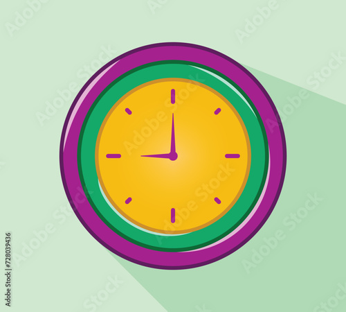 cute cartoon wall clock icon isolated background.