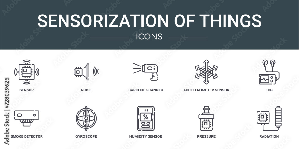 set of 10 outline web sensorization of things icons such as sensor