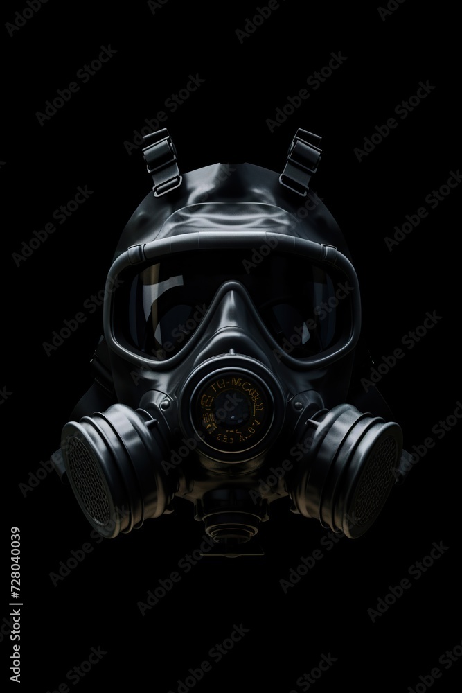 biohazard chemical mask on black background, gas protection suit for face biohazard chemical mask on black background, gas protection suit for face