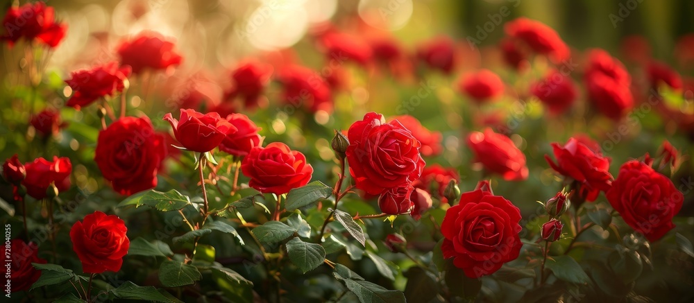 Red Rose Garden: A Stunning Display of the Enchanting Red Rose Blossoms in a Vibrant Garden