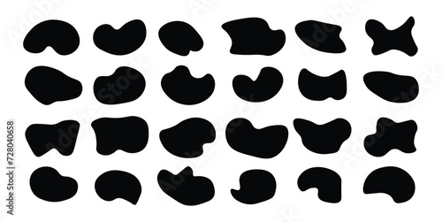 Blob shape organic set. Random black cube drops simple shapes. Collection forms for design and paint liquid black blotch shapes Vector liquid shadows random shapes. Black cube drops simple shapes.123