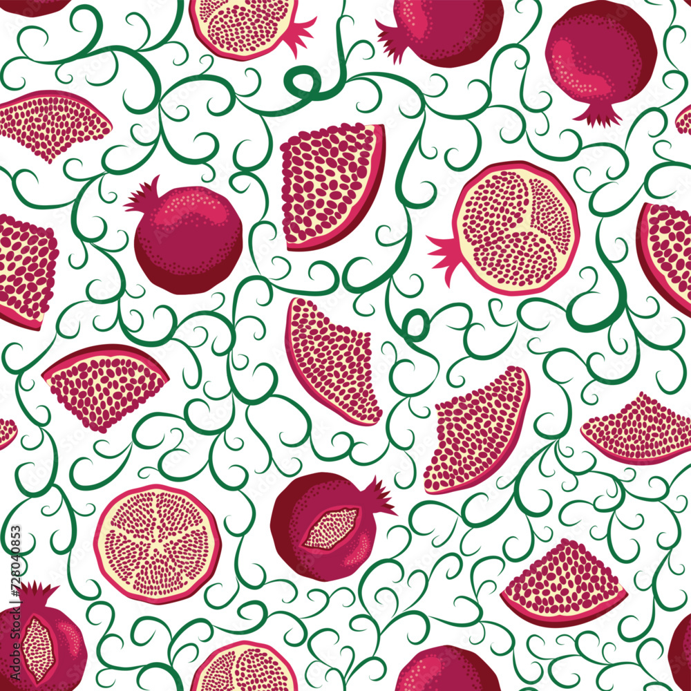 Pomegranate pattern, Happy and sweet New Year Shana Tova with pomegranates and seeds Pomegranate pattern, Happy and sweet New Year Shana Tova with pomegranates and seeds