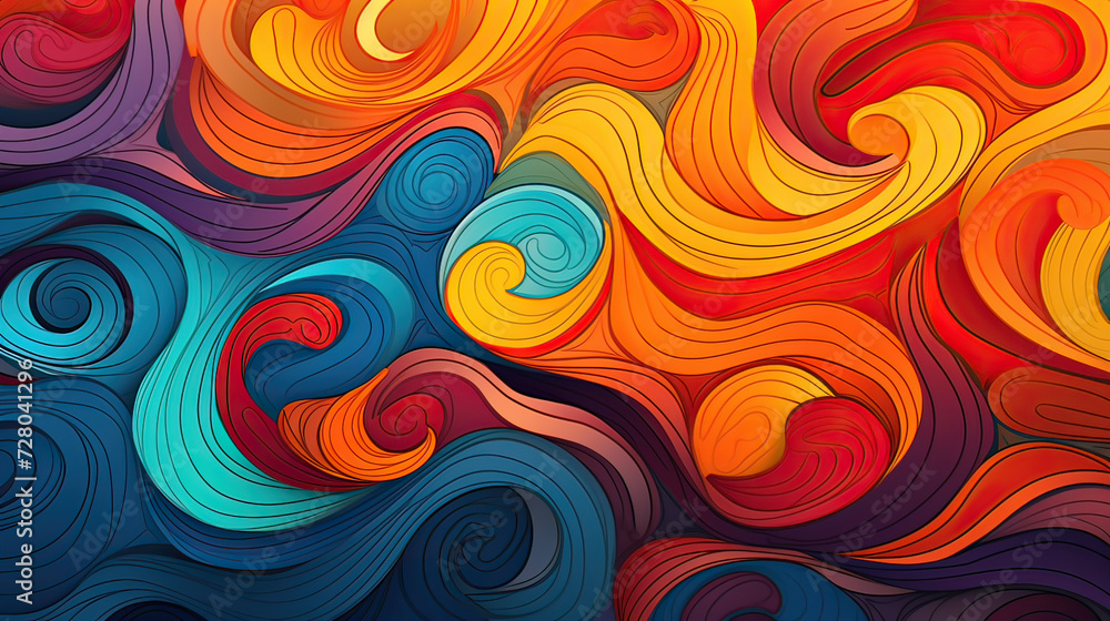 Abstract swirls and curls inspired by the joy of pet playfulness, forming a dynamic and visually interesting background Ai Generative