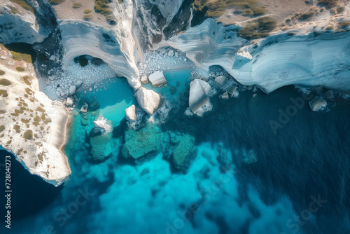 arial view of the stones placed on the beach ai generated
