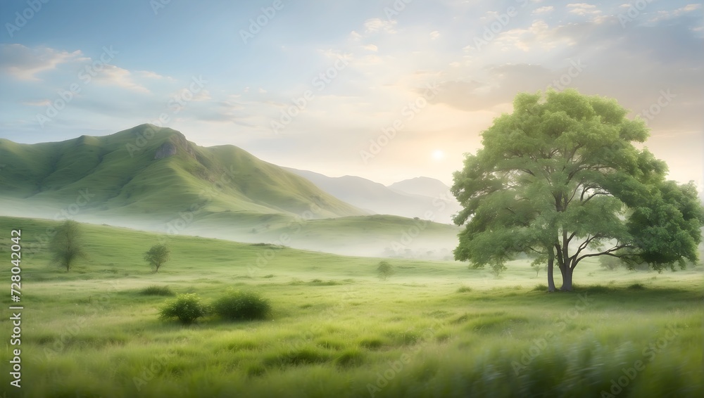 Gently blurred natural landscape, with hints of greenery and sky suggesting serene outdoor. generative AI Gently blurred natural landscape, with hints of greenery and sky suggesting serene outdoor. generative AI