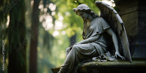 Angel monument at the tombstone of the grave © britaseifert