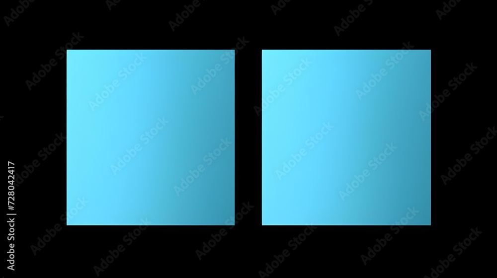 Two Blue square Paper Notes on a black Background. Brainstorming Template with Copy Space