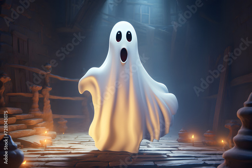 cartoon ghost, ghost, drawn polterghost, poltergeist, mall cartoon ghost © MrJeans