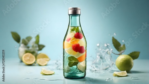 bottle of oil with olives, Generative AI