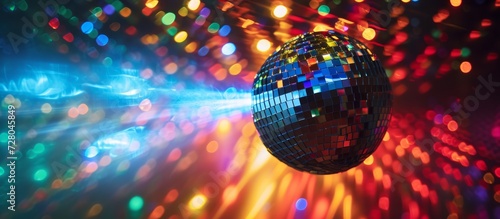 Mesmerizing Multicolored Strobe Lights Reflecting in Mirror Ball Illuminate Thrilling Party Atmosphere