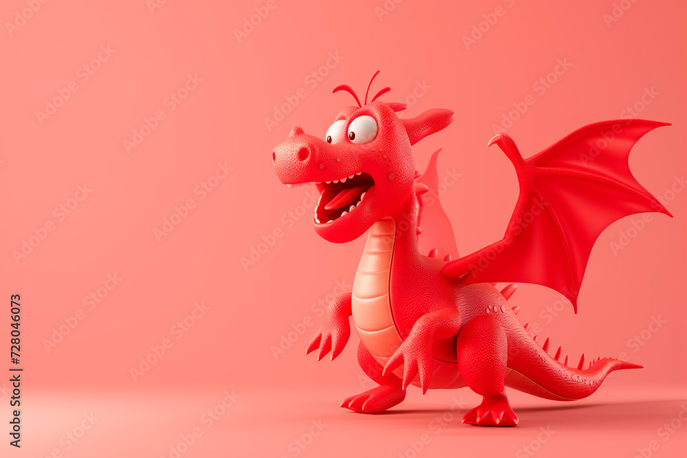 3D Red Dragon is a symbol of the 2024 Chinese New Year on a solid background 3D Red Dragon is a symbol of the 2024 Chinese New Year on a solid background