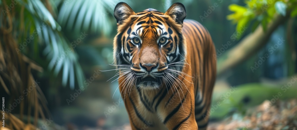Tiger in a Thriving Zoo: Witness the Majestic Tiger Roaming, Enjoy Zoo's Tiger Exhibit, and Discover Tiger Conservation Efforts at the Zoo