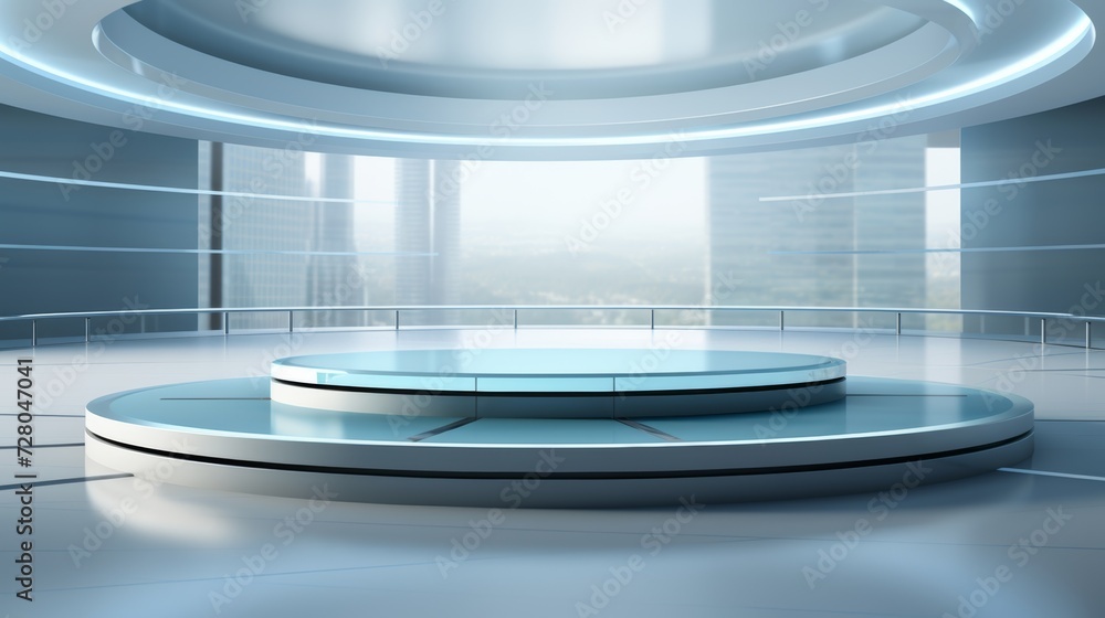 Minimalist Empty Podium in High-Tech Conference Center Minimalist Empty Podium in High-Tech Conference Center
