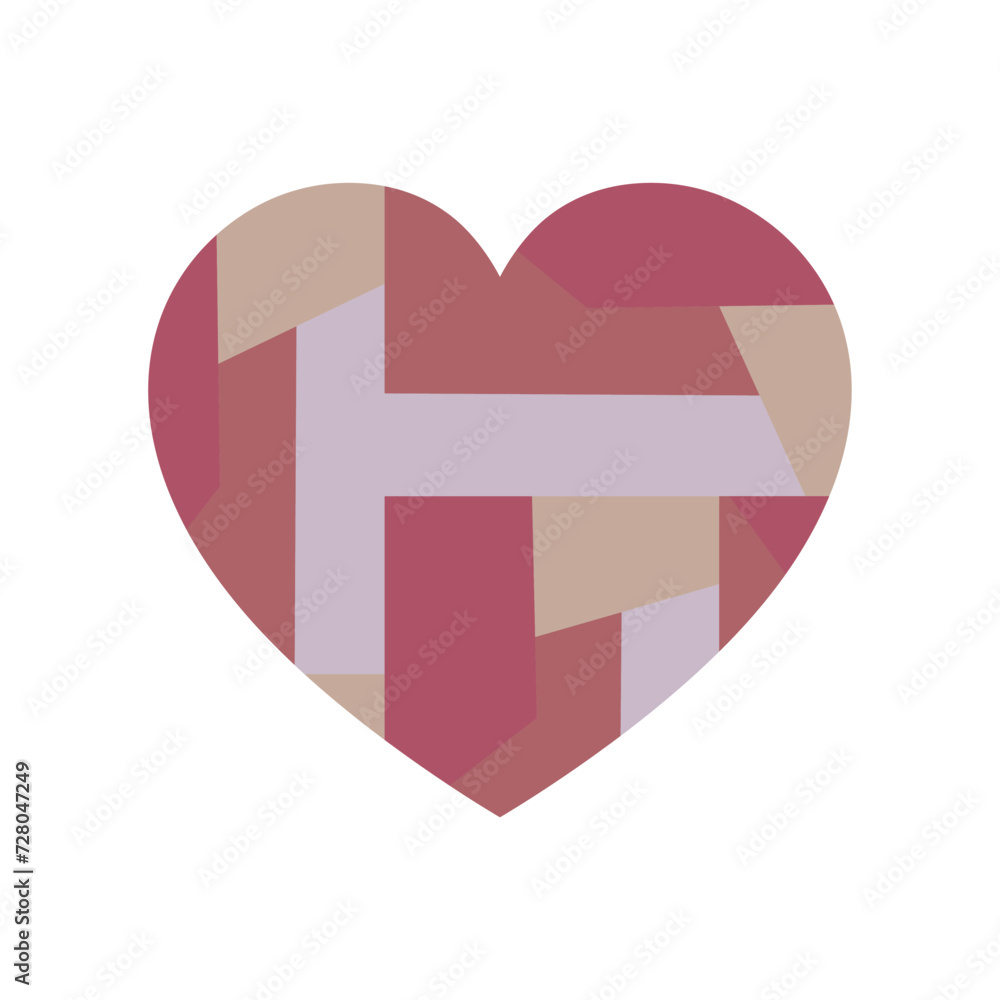 Happy Valentine's day. Greeting card with hearts. Heart made of abstract geometric pattern. Heart made of pieces that make up a whole Happy Valentine's day. Greeting card with hearts. Heart made of abstract geometric pattern. Heart made of pieces that make up a whole