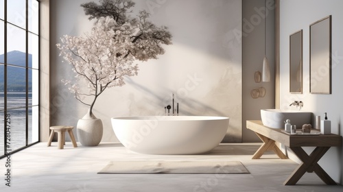 Elegant Freestanding Bathtub in Modern Bathroom