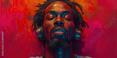 men with headphones artistic portrait
