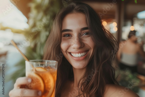 girl with a glass of cocktail