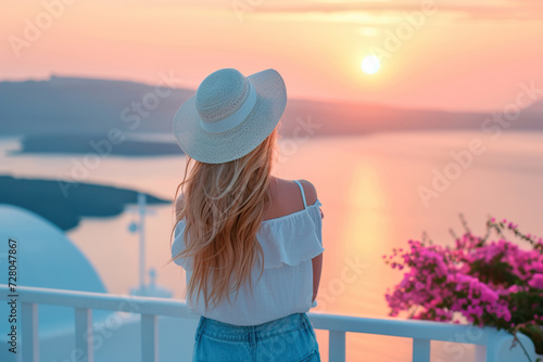 girl on sunset background