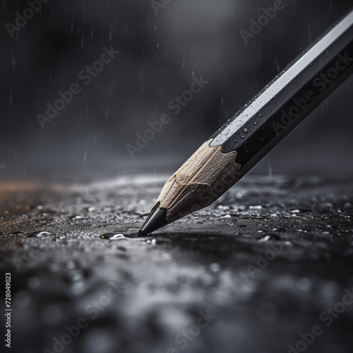 Nahaufnahme der Spitze von einem Bleistift, hochwertige Beleuchung mit Tiefenschärfe, Konzept Literatur, Kunst und Kultur photo