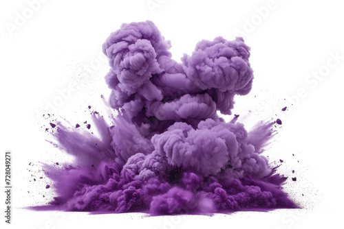 purple smoke powder explosion isolated on white or transparent png photo