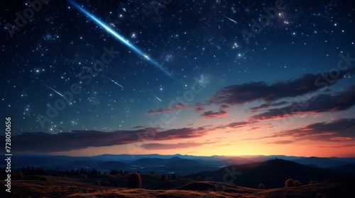 Night Sky with Meteor Shower