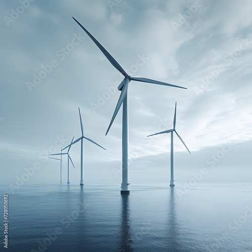 Wind turbines isolated on white background, cinematic, png 