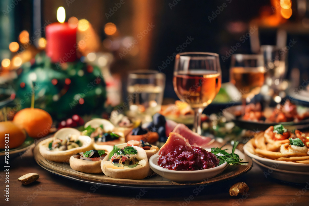 A festive table filled with delicious appetizers