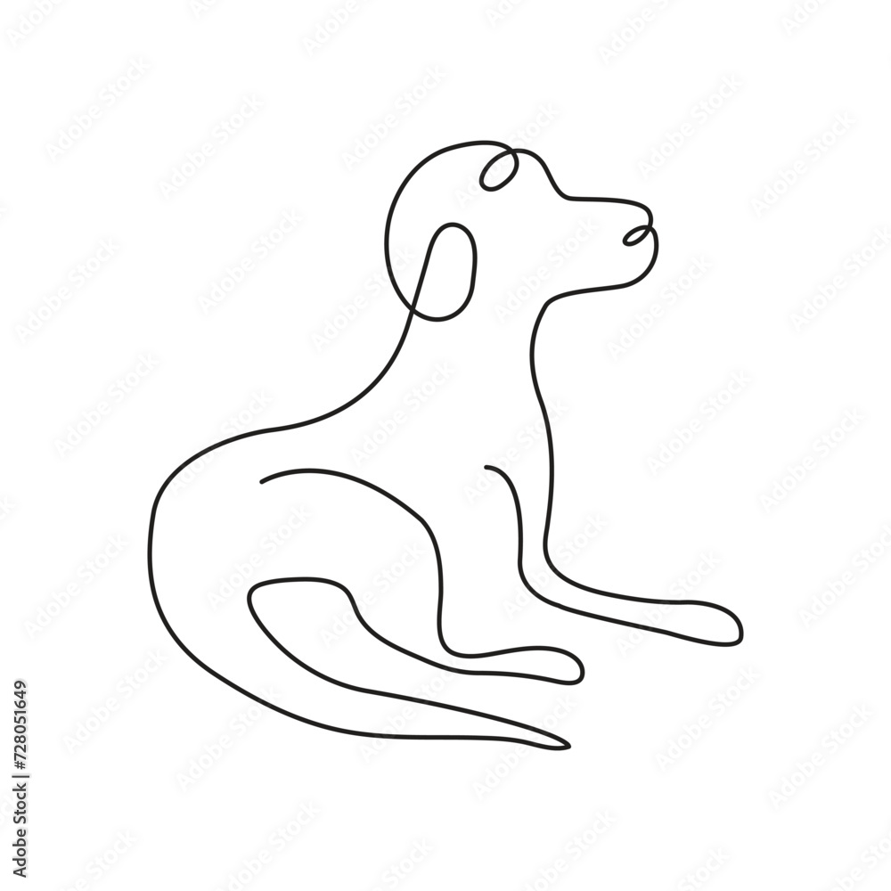 Dog pet one line continues outline vector art illustration and tattoo design Dog pet one line continues outline vector art illustration and tattoo design