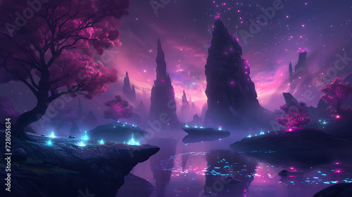 Ethereal dreamscape, Floating islands adorned with luminescent flora, bathed in the soft glow of a cosmic aurora. 