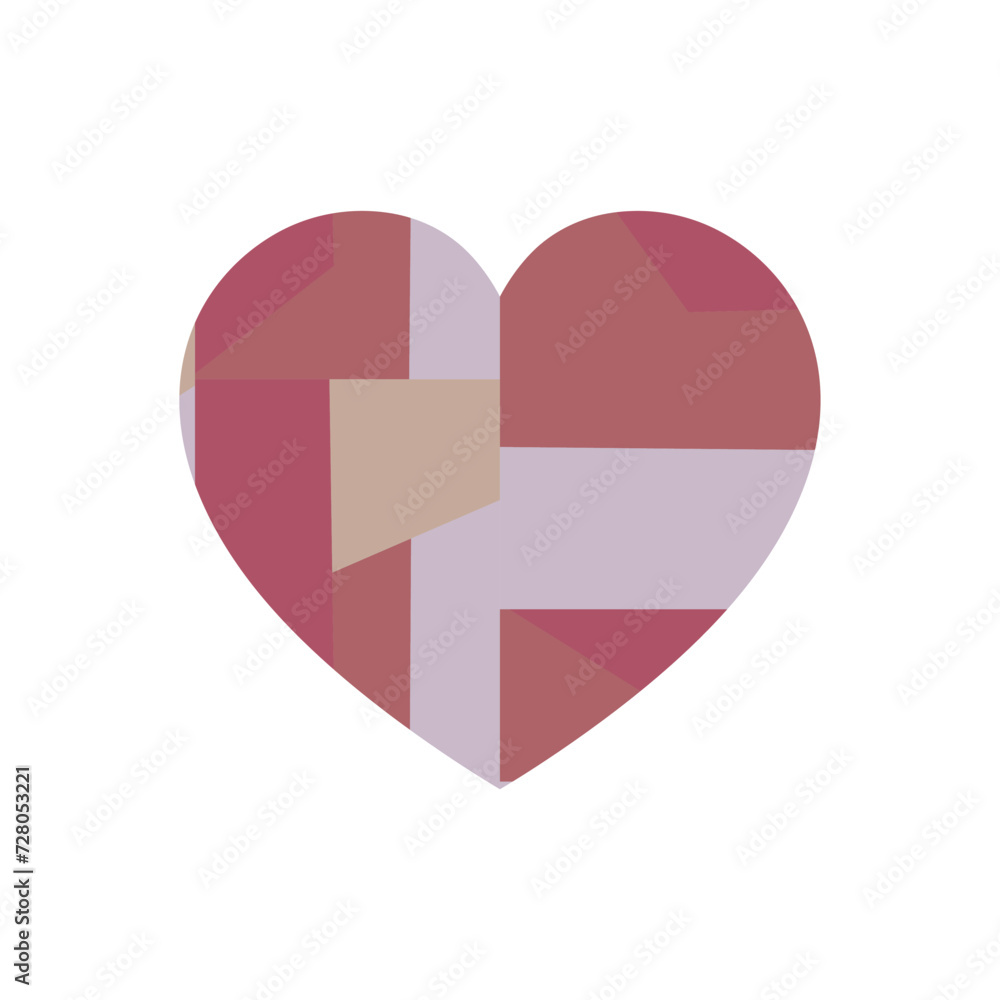Happy Valentine's day. Greeting card with hearts. Heart made of abstract geometric pattern. Heart made of pieces that make up a whole Happy Valentine's day. Greeting card with hearts. Heart made of abstract geometric pattern. Heart made of pieces that make up a whole