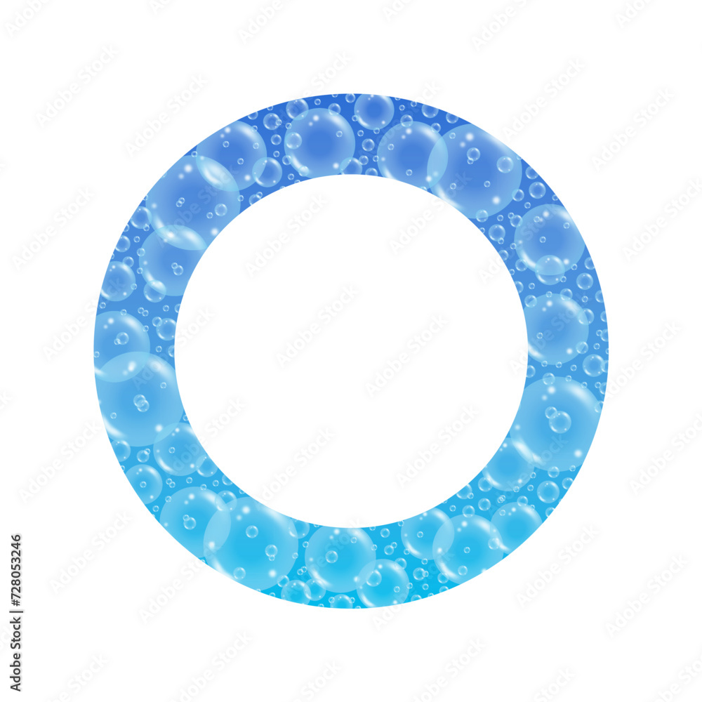 soap bubbles bubbles in round ring. blue foam bubbles in circle