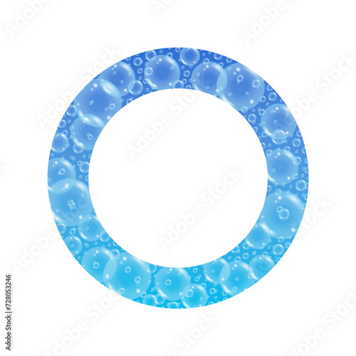 soap bubbles bubbles in round ring. blue foam bubbles in circle