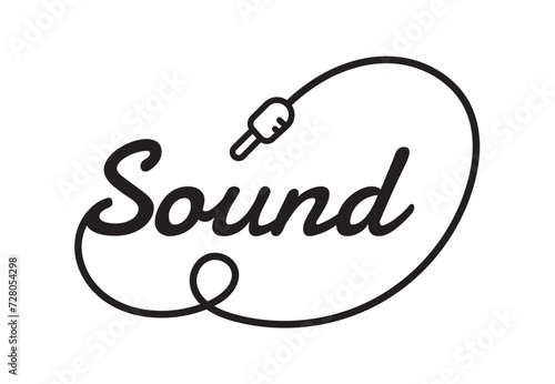 sound logo. sound word and headphone
