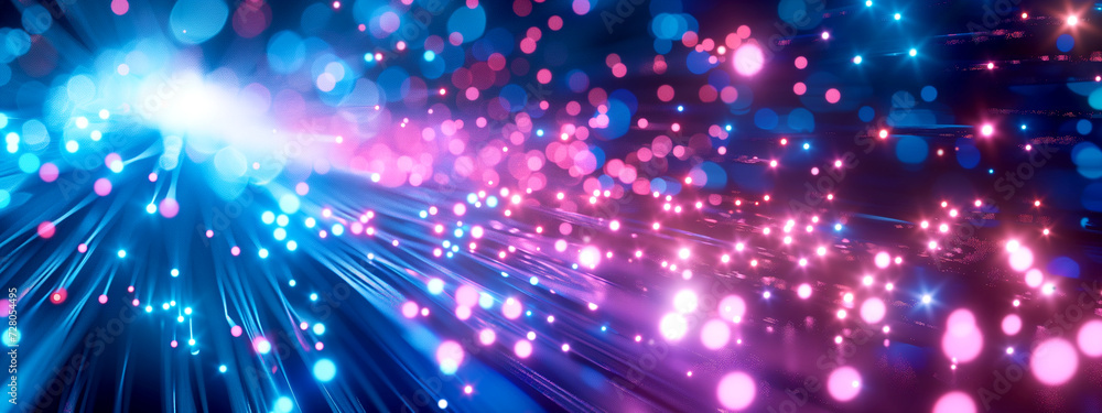 Fototapeta premium Optical fiber - background with bright and neon lights.