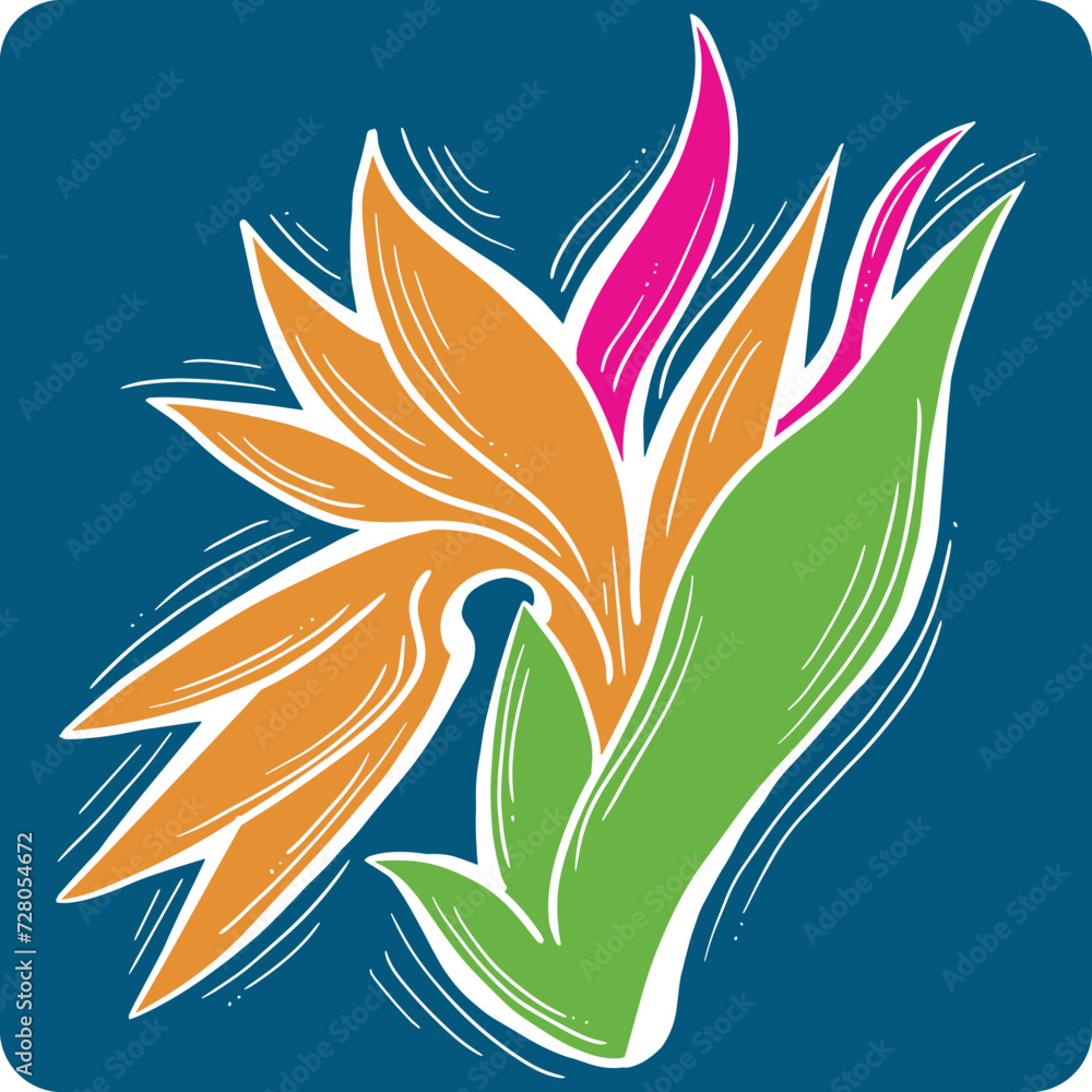 Fototapeta premium Beautiful flowers hand drawing. Decorative vector element for birthday party, wedding invitation, summer holyday mood. Botanical floral, garden theme.