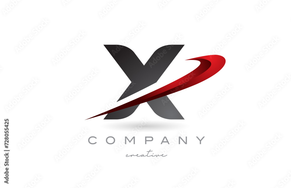X black red swoosh letter logo vector design illustration. Creative template icon for a company or business X black red swoosh letter logo vector design illustration. Creative template icon for a company or business